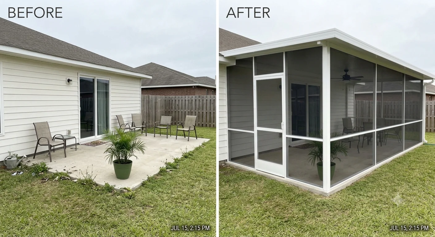 Screened porch project in Mobile Alabama